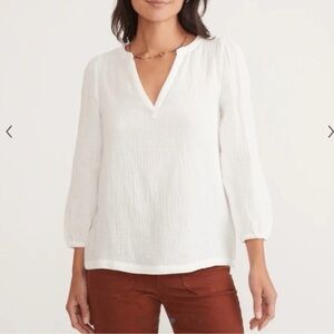 Marine Layer Jamie Banded Top White SZ Small